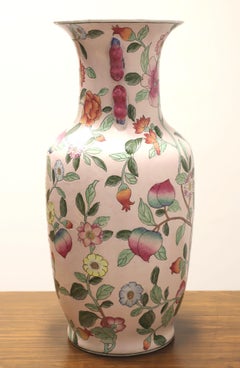 Dynasty by HEYGILL Hand Painted Pink Foliate & Floral Design Porcelain Vase