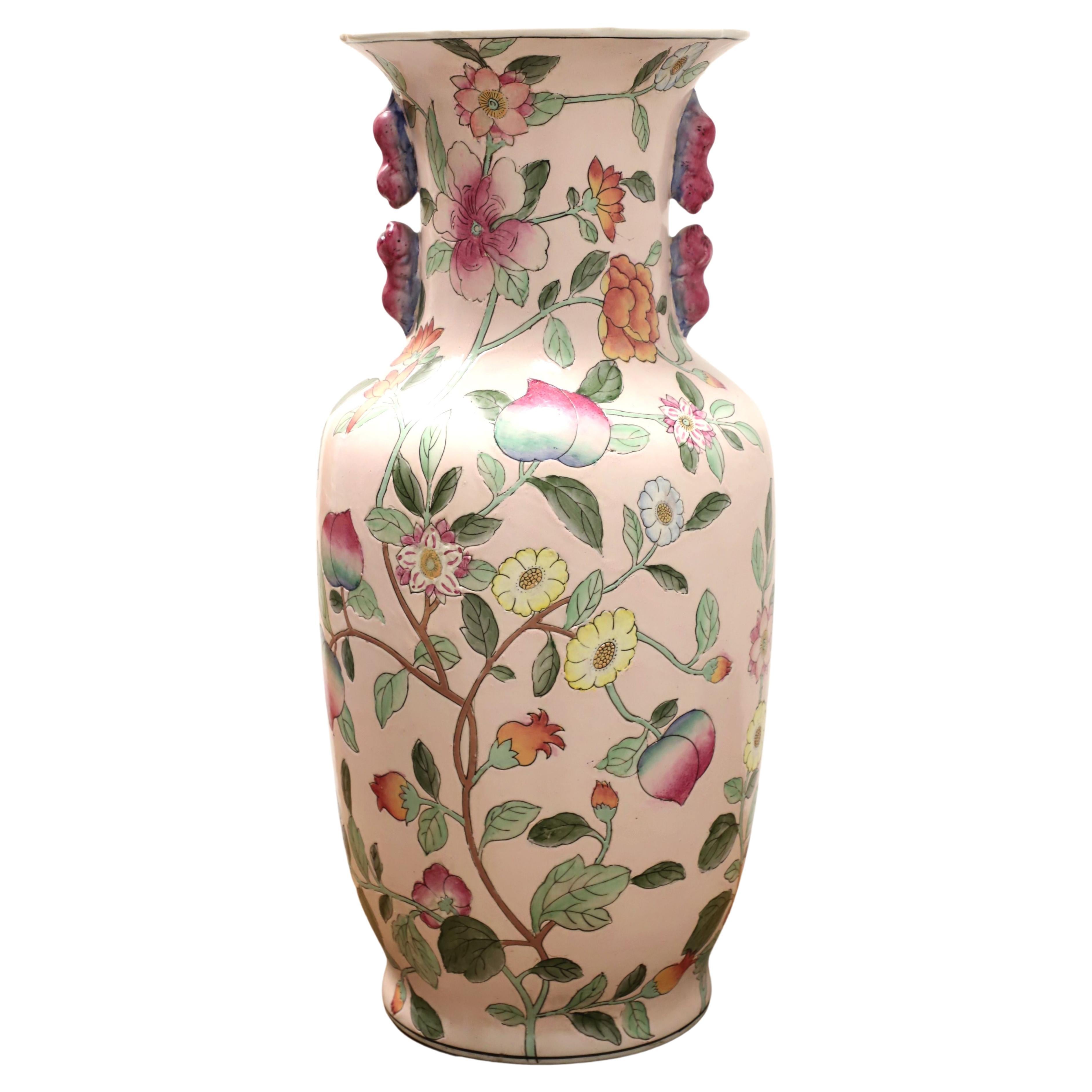 Dynasty par HEYGILL Vase en porcelaine rose à motif de feuillage et de fleurs peint à la main