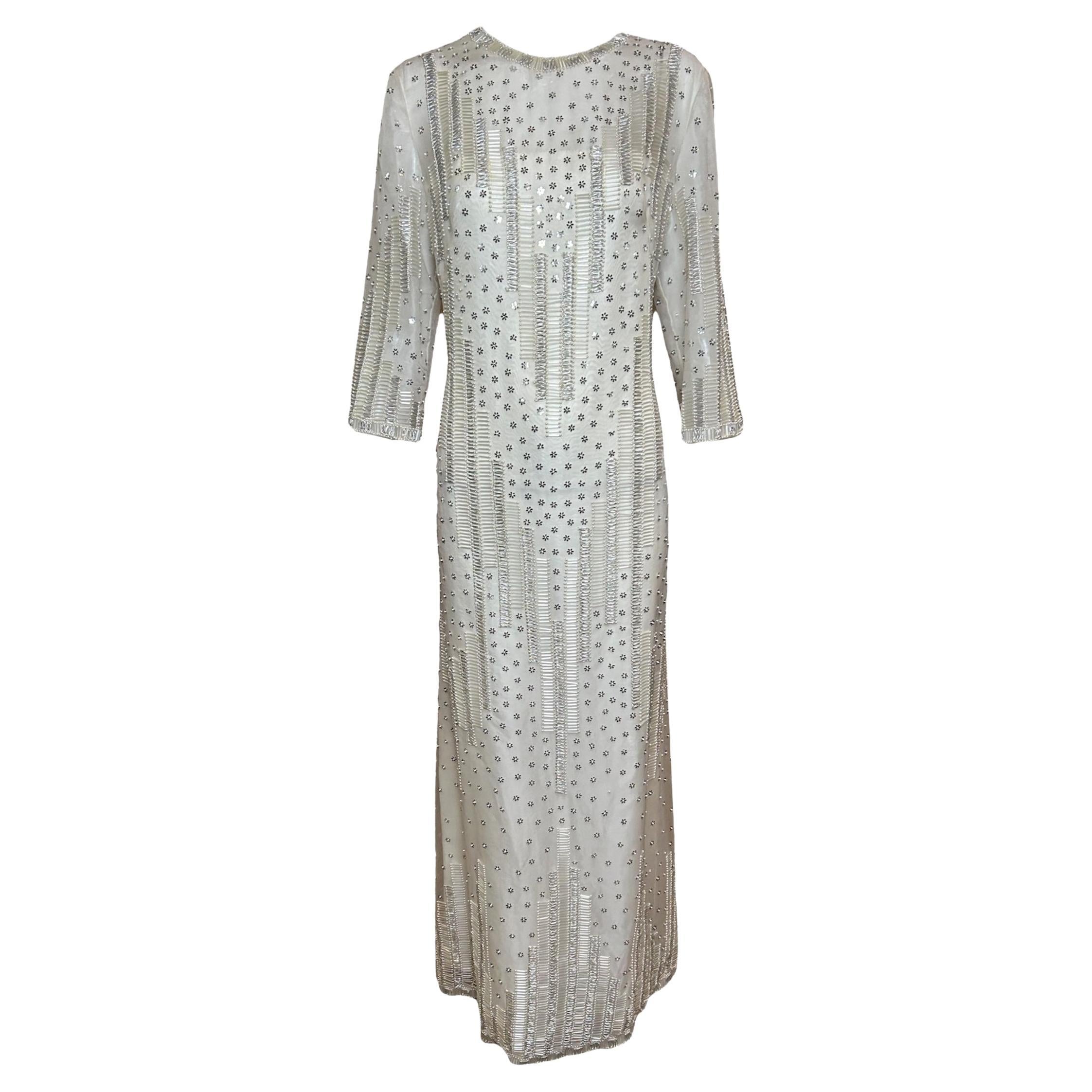 Dynasty Regency Seidenperlen-Kaftan-Kleid, 1960er Jahre
