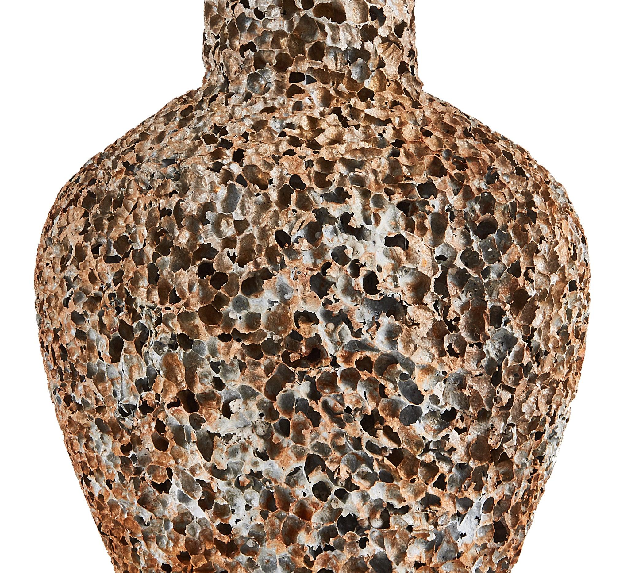 Hong Kong Dynasty Vase #5, Earth Colored Table Vessel Aluminium Foam by Michael Young For Sale