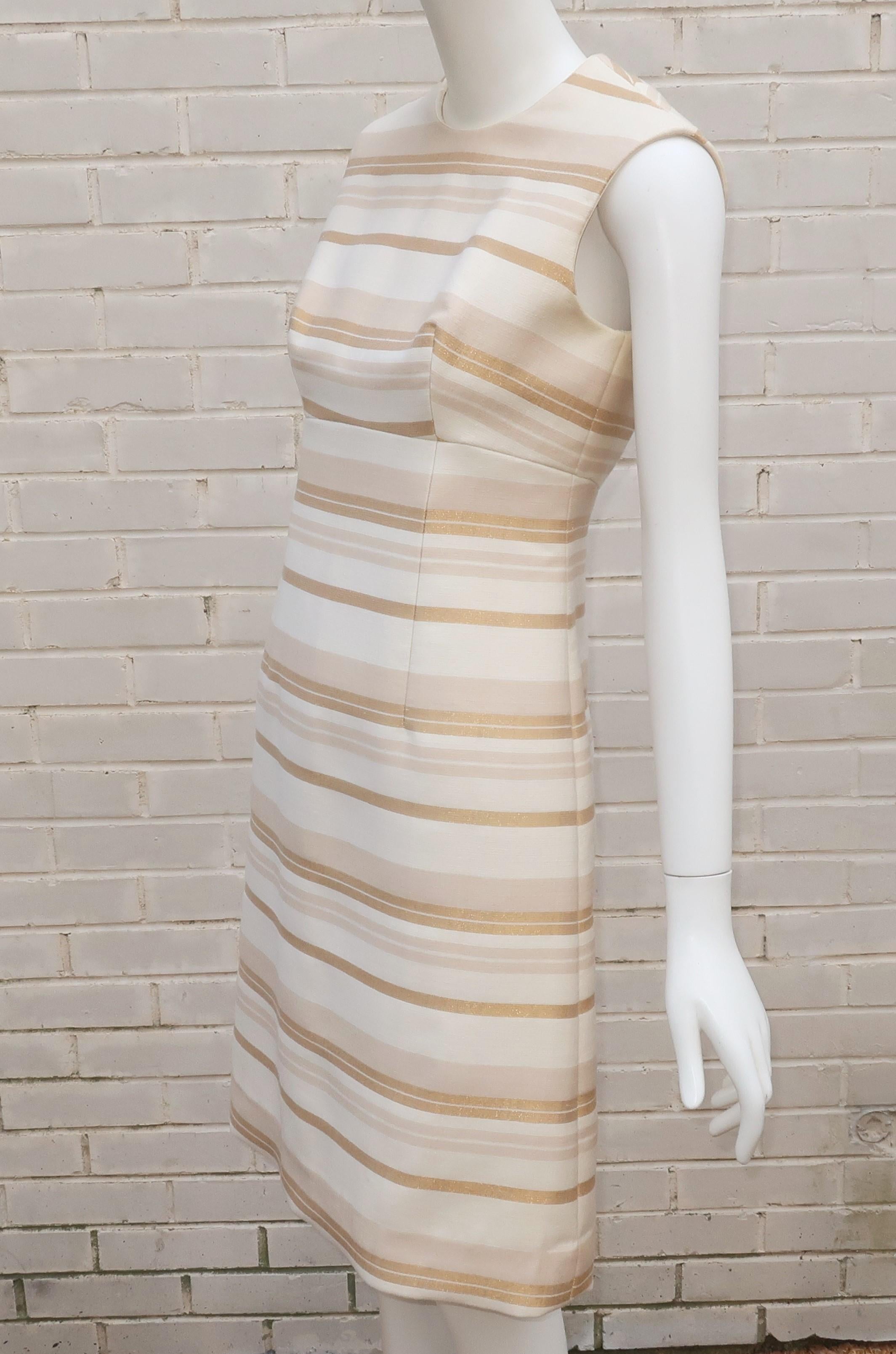 Dynasty Winter White & Gold Dress & Coat Ensemble, 1960's For Sale 6