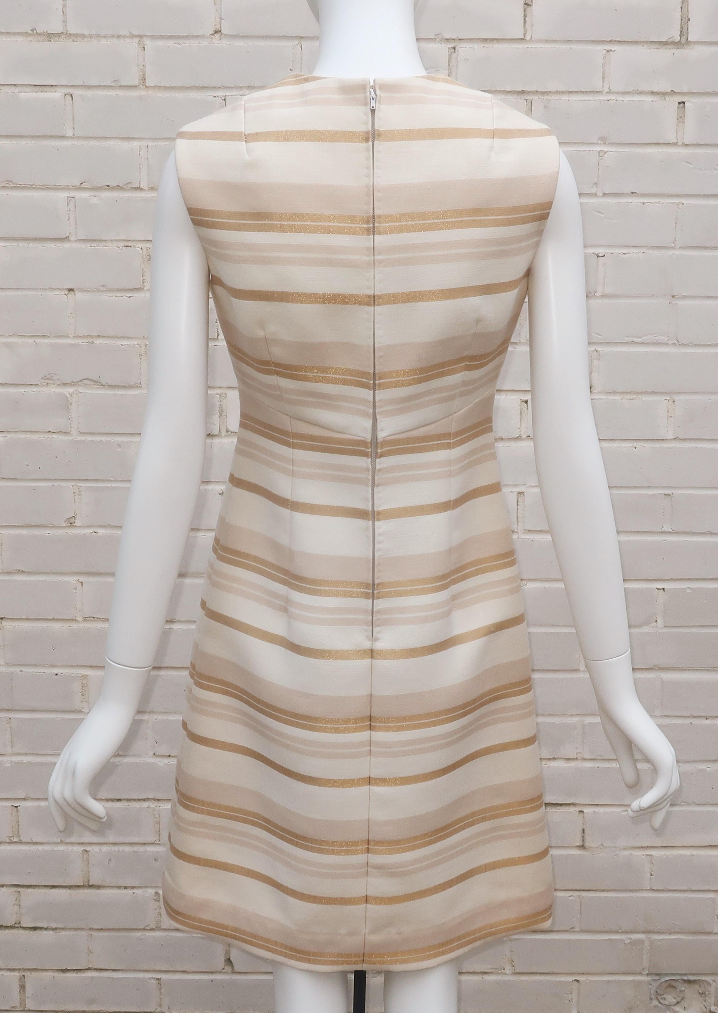 Dynasty Winter White & Gold Dress & Coat Ensemble, 1960's For Sale 7