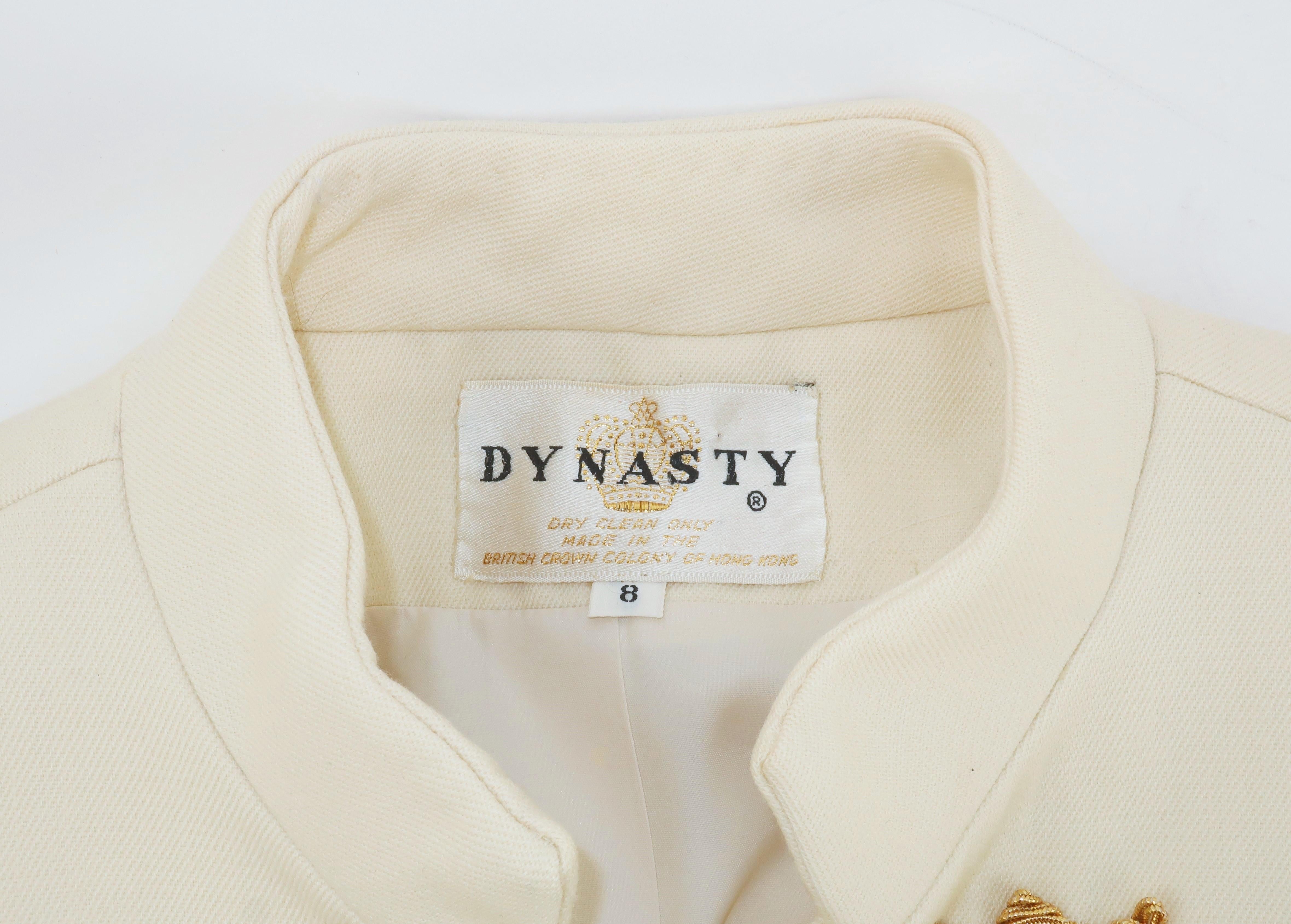 Dynasty Winter White & Gold Dress & Coat Ensemble, 1960's For Sale 8