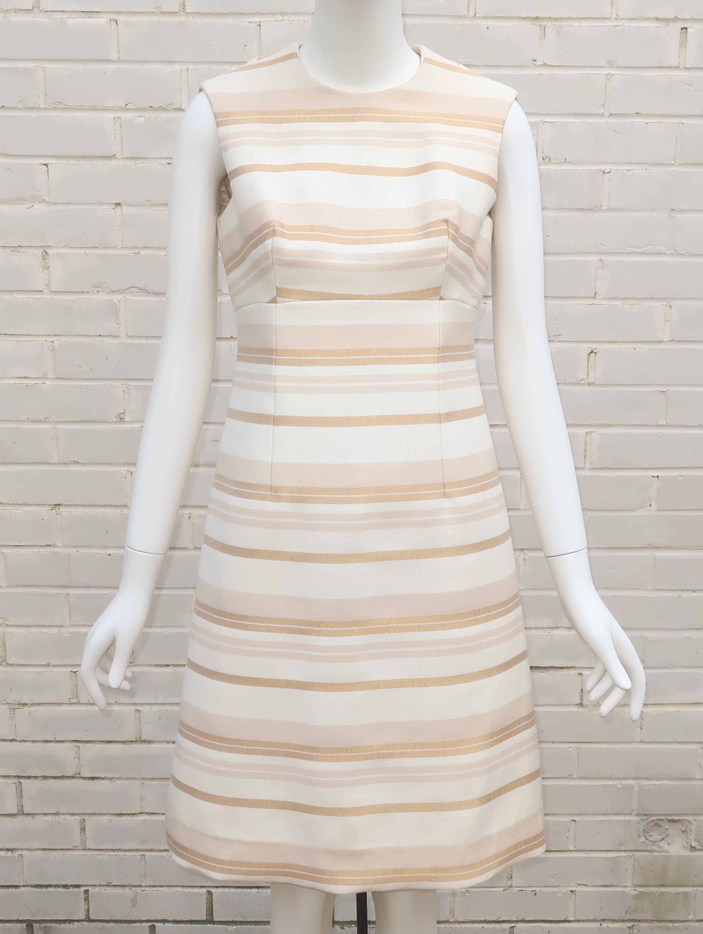 Dynasty Winter White & Gold Dress & Coat Ensemble, 1960's For Sale 3