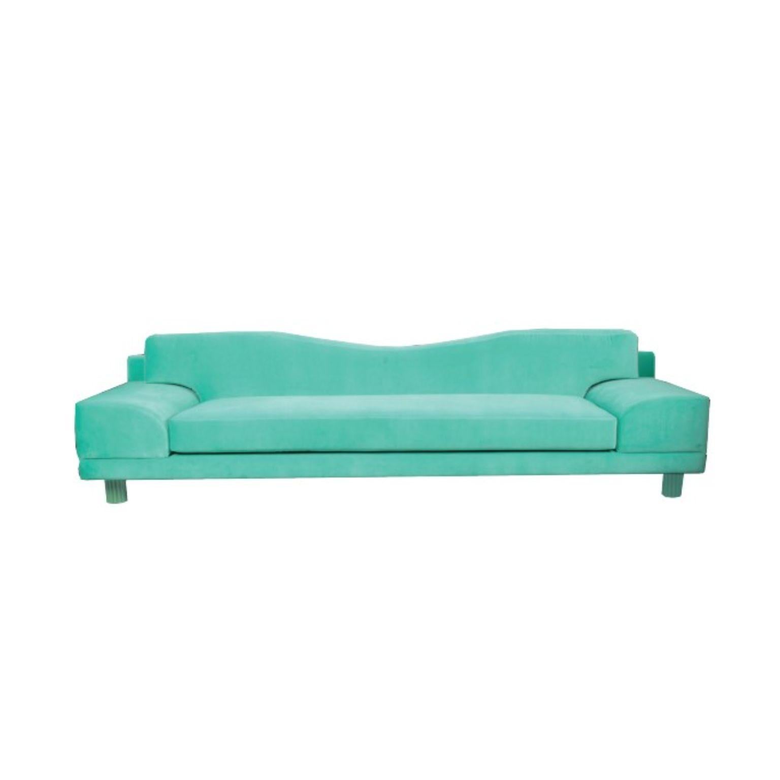 Dyoni sofa by Moure Studio
Dimensions: D 250x W 95 x H 76 cm
Materials: cotton, linen, velvet, felt, Wood.

Wide range of colors of feet and fabrics available in the color ranges.

Dionysus, god of wine in Greek mythology and son of Zeus,