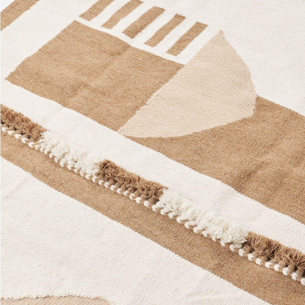 Hand-Woven Dyoon Handloom Rug in Natural Shades of Pure Wool For Sale