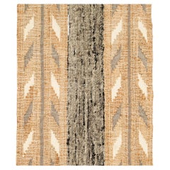 Uneven Arrows Handgewebter Teppich in natürlichen Farbtönen aus reiner Wolle, Jute und Baumwolle