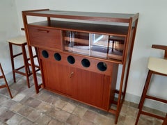 DYRLUND Danish modern bar by KNUD BENT + 4 bar stools - TEAK 60s