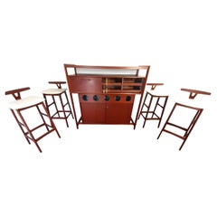DYRLUND Danish modern bar by KNUD BENT + 4 bar stools - TEAK 60s