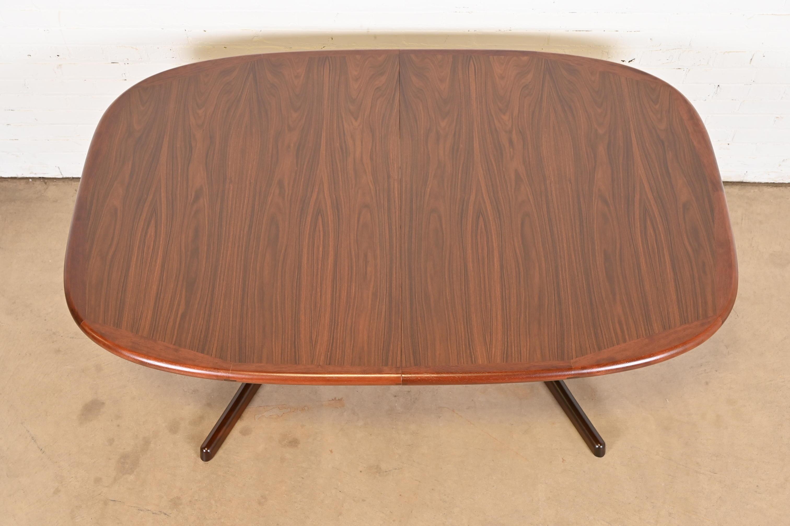 Dyrlund Danish Modern Rosewood Pedestal Extension Dining Table, Newly Refinished For Sale 8