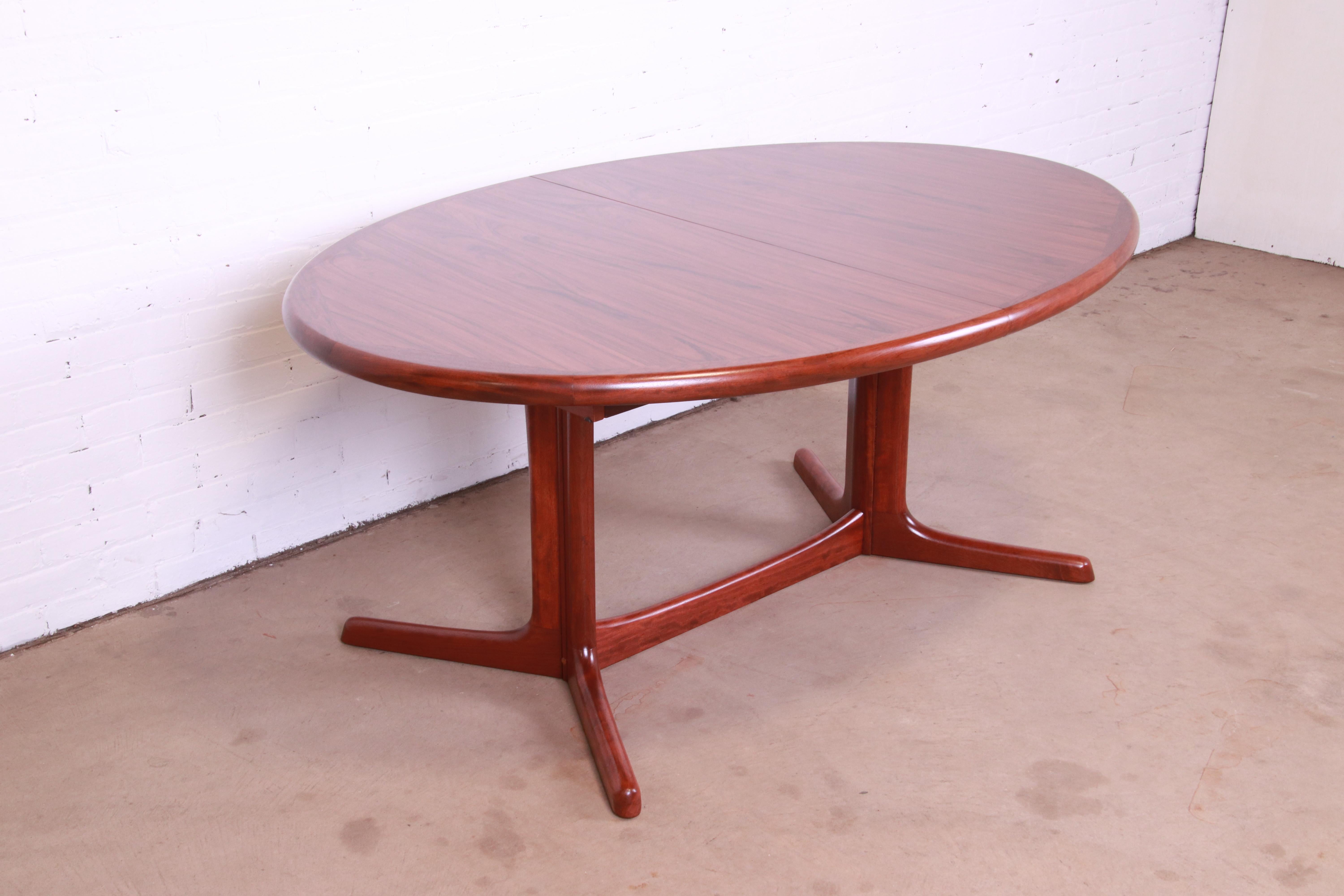 Dyrlund Danish Modern Rosewood Pedestal Extension Dining Table, Newly Refinished 8