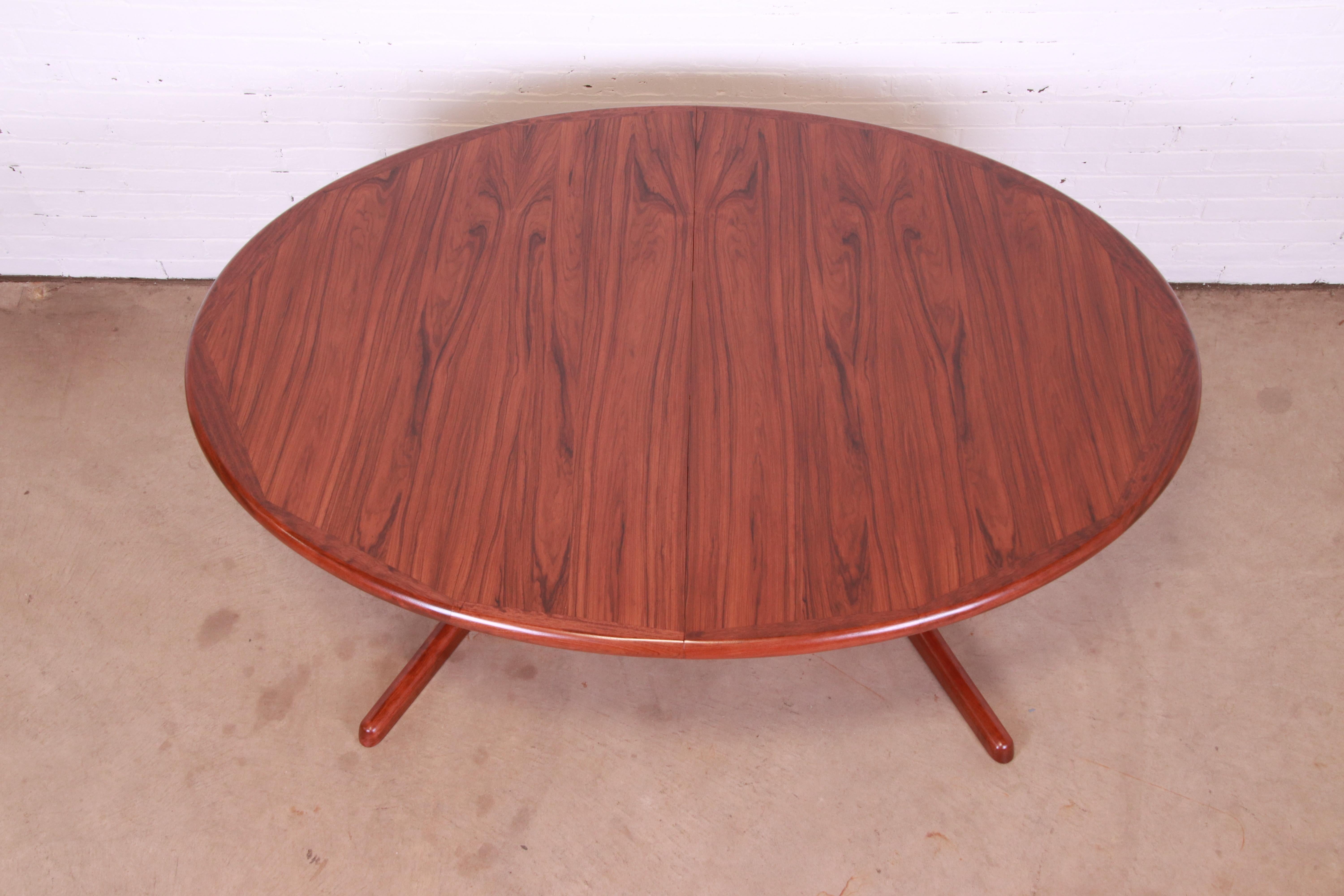 Dyrlund Danish Modern Rosewood Pedestal Extension Dining Table, Newly Refinished 10