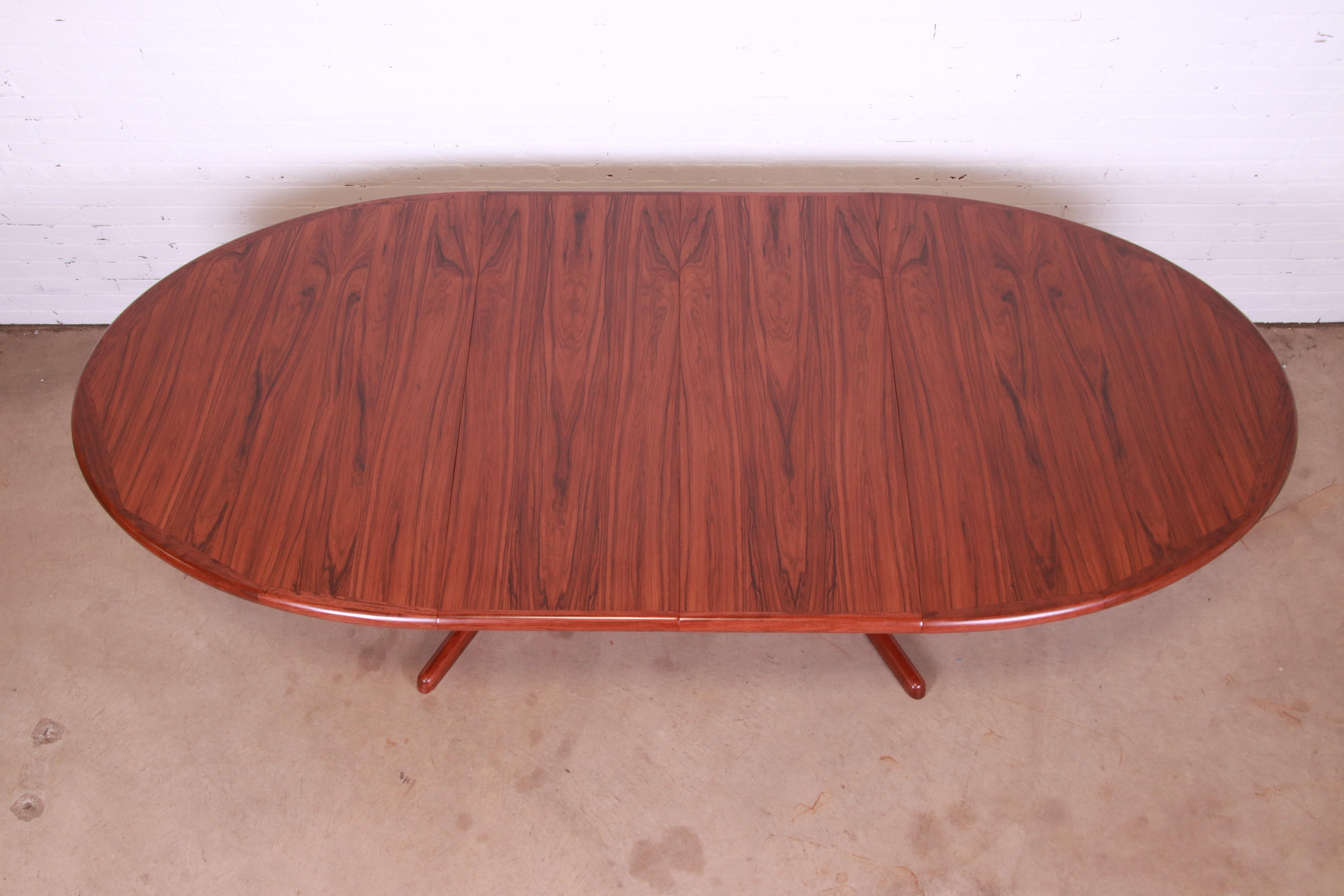 Dyrlund Danish Modern Rosewood Pedestal Extension Dining Table, Newly Refinished 2