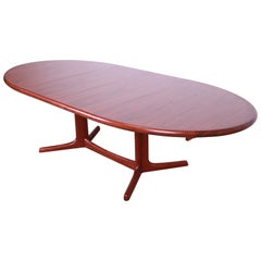 Dyrlund Danish Modern Rosewood Pedestal Extension Dining Table, Newly Refinished