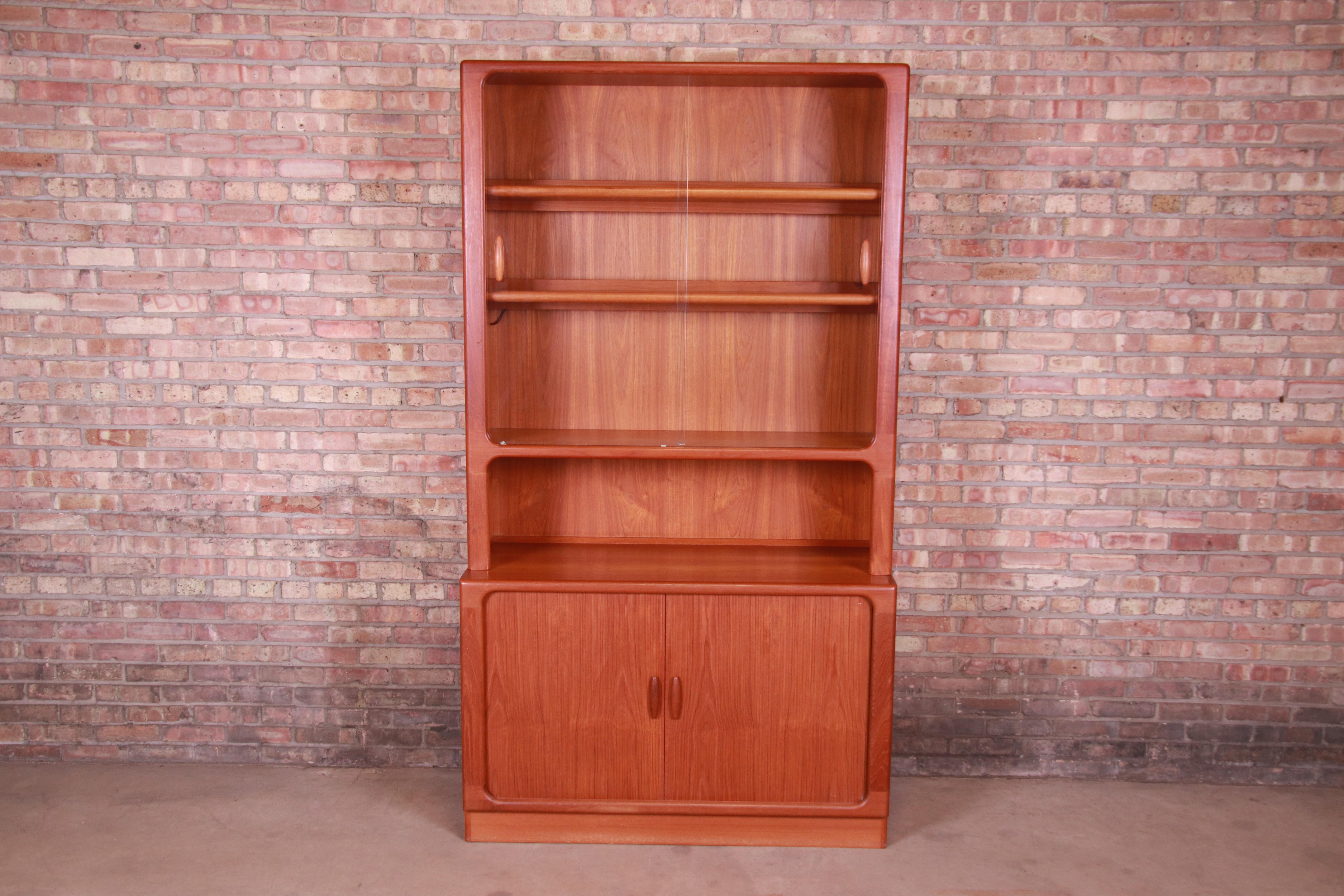 Scandinavian Modern Dyrlund Danish Modern Teak Tambour Door Bookcase or Bar Cabinet, circa 1960s