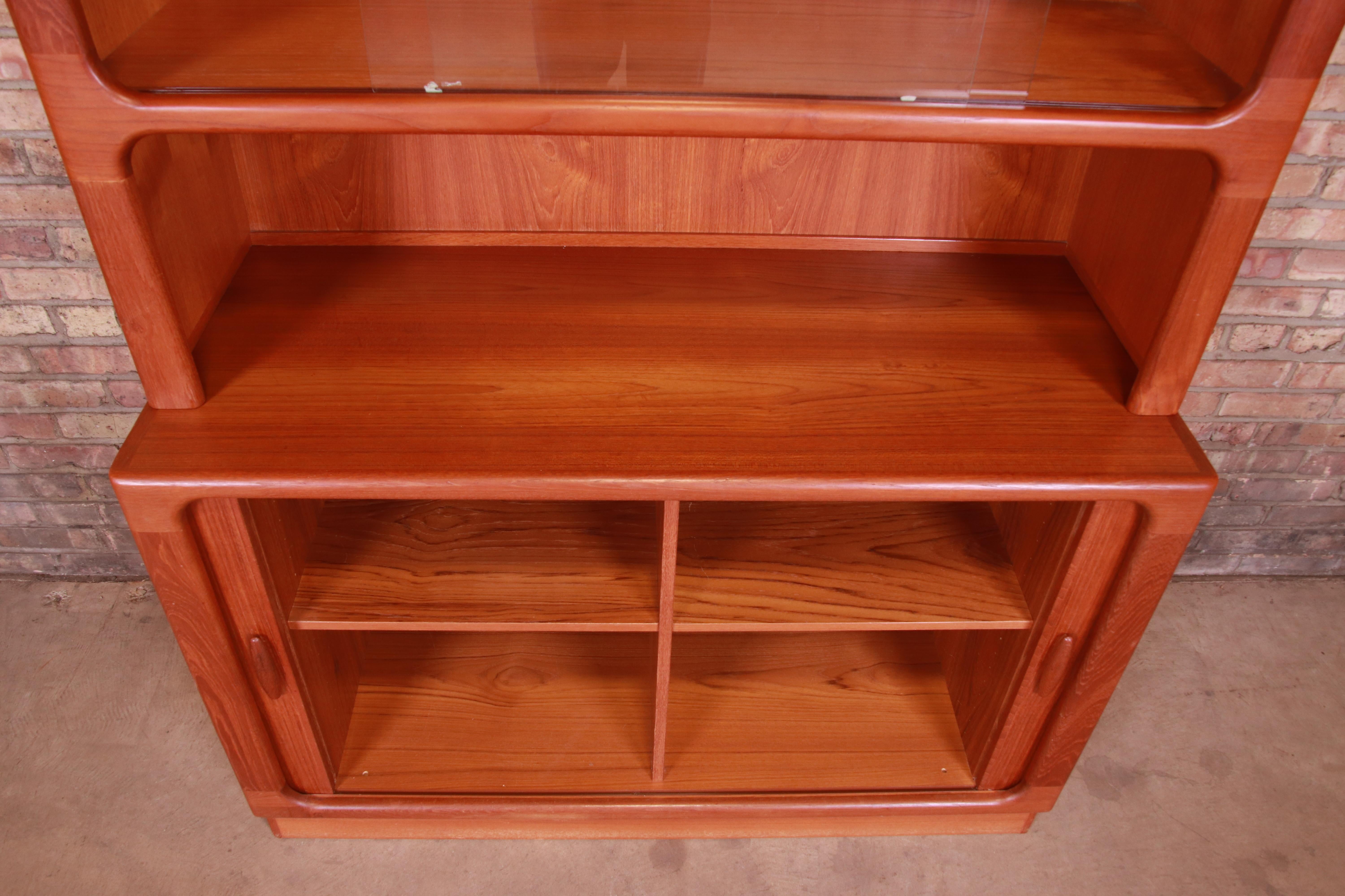 Glass Dyrlund Danish Modern Teak Tambour Door Bookcase or Bar Cabinet, circa 1960s