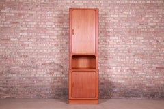 Dyrlund Danish Modern Teak Tambour Door Narrow Bookcase or Bar Cabinet