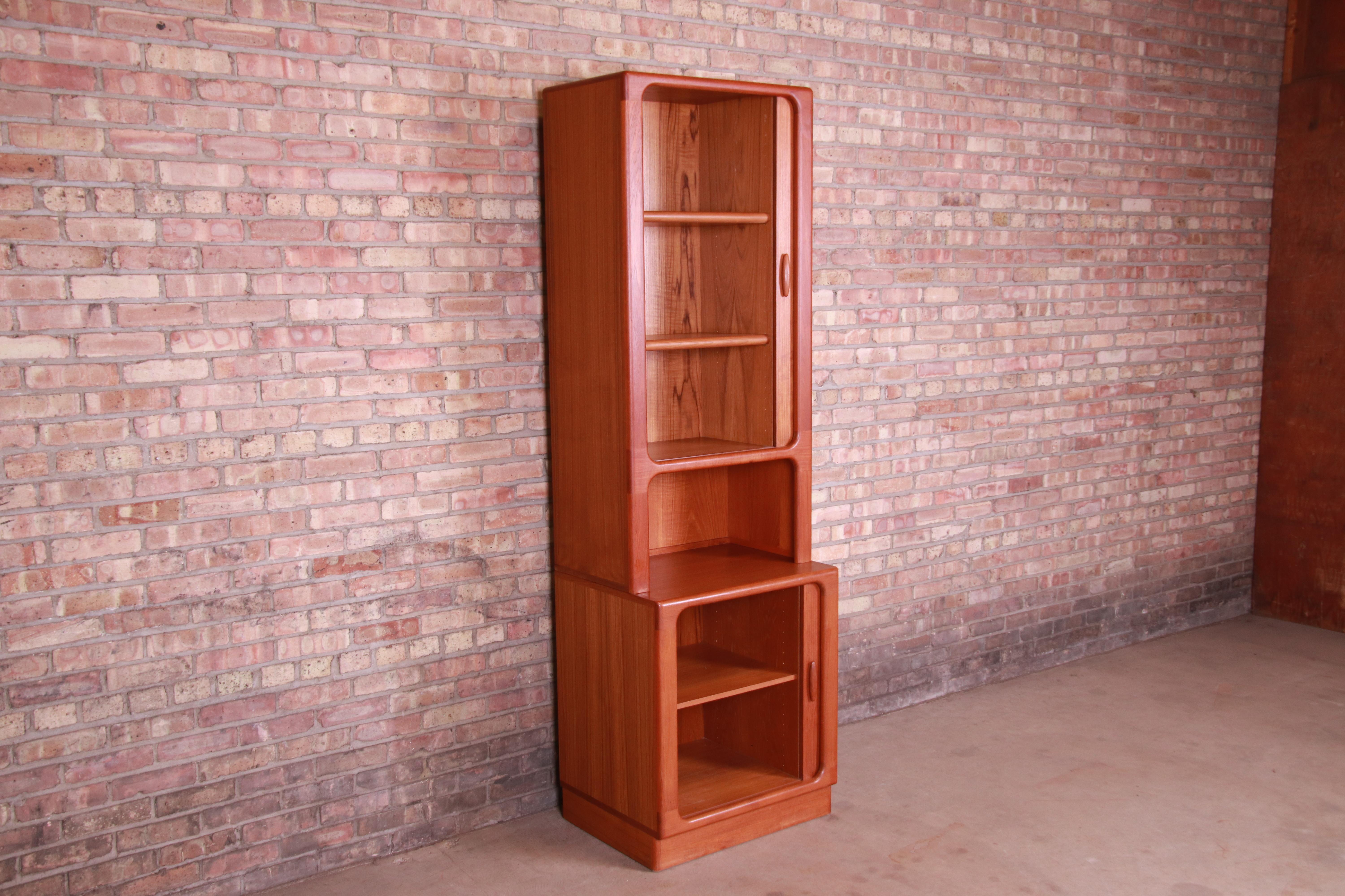 20th Century Dyrlund Danish Modern Teak Tambour Door Narrow Bookcase or Bar Cabinet