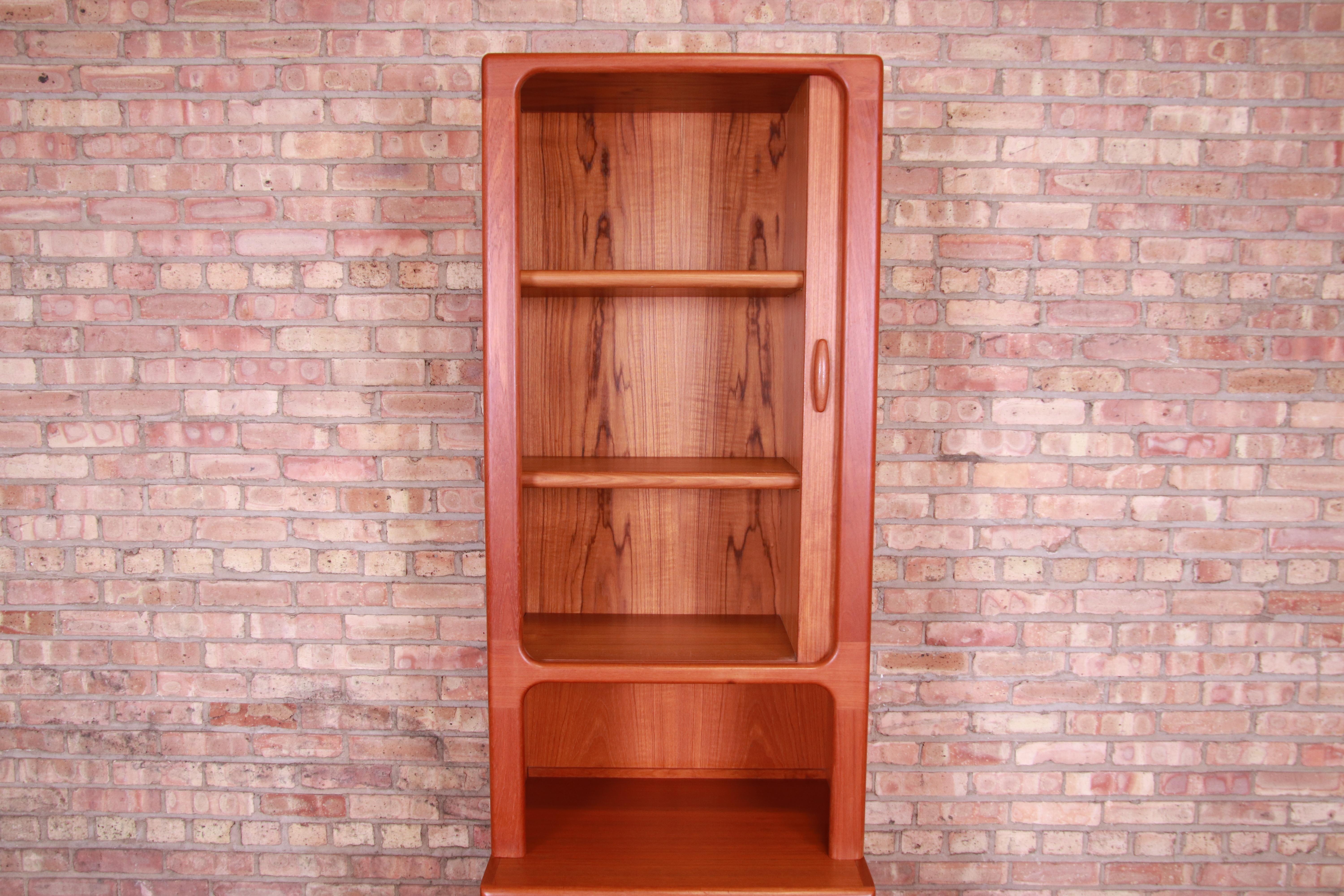 Dyrlund Danish Modern Teak Tambour Door Narrow Bookcase or Bar Cabinet 1