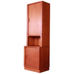 Vintage Dyrlund Danish Modern Teak Tambour Door Narrow Bookcase or Bar Cabinet