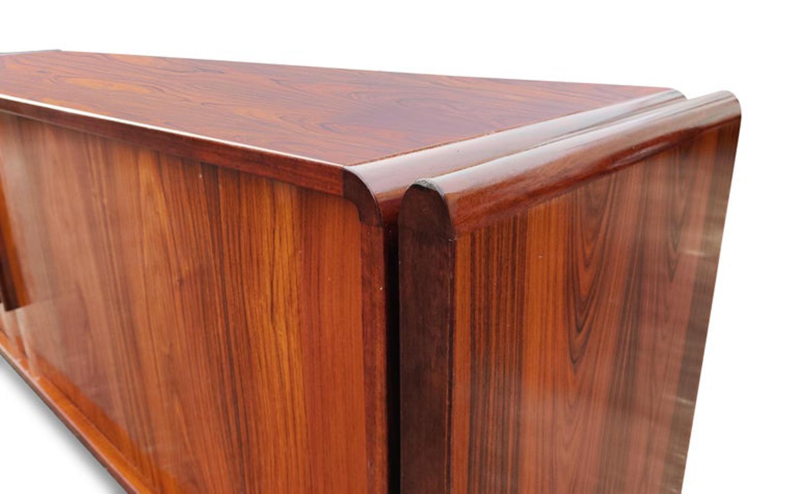 Dyrlund Danish Rosewood Tambour Door Cabinet or Credenza Mid Century Modern For Sale 6