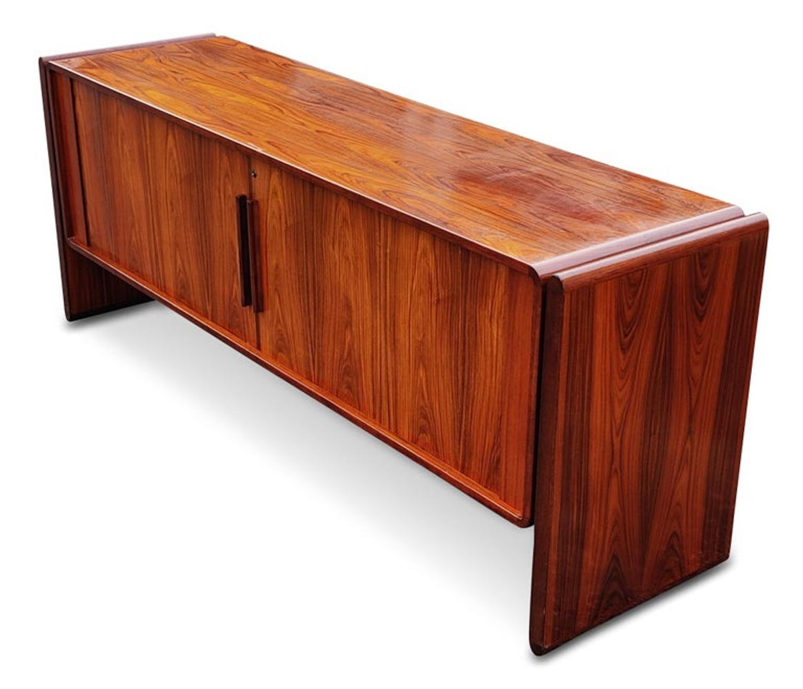 Dyrlund Danish Rosewood Tambour Door Cabinet or Credenza Mid Century Modern For Sale 1