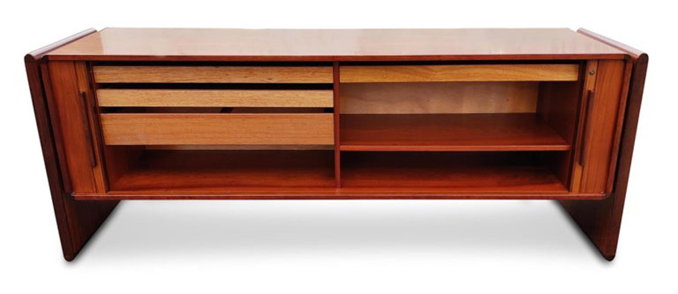 Dyrlund Danish Rosewood Tambour Door Cabinet or Credenza Mid Century Modern For Sale 3