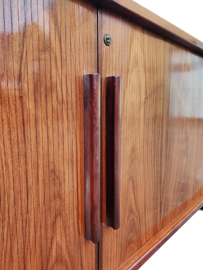 Dyrlund Danish Rosewood Tambour Door Cabinet or Credenza Mid Century Modern 4