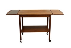 Dyrlund Danish Teak Expandable Tea Bar Cart w/ Slate Extension
