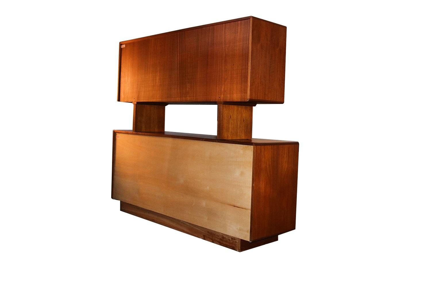 Dyrlund Danish Teak Mid Century Tambour Door Sideboard Credenza Hutch 2