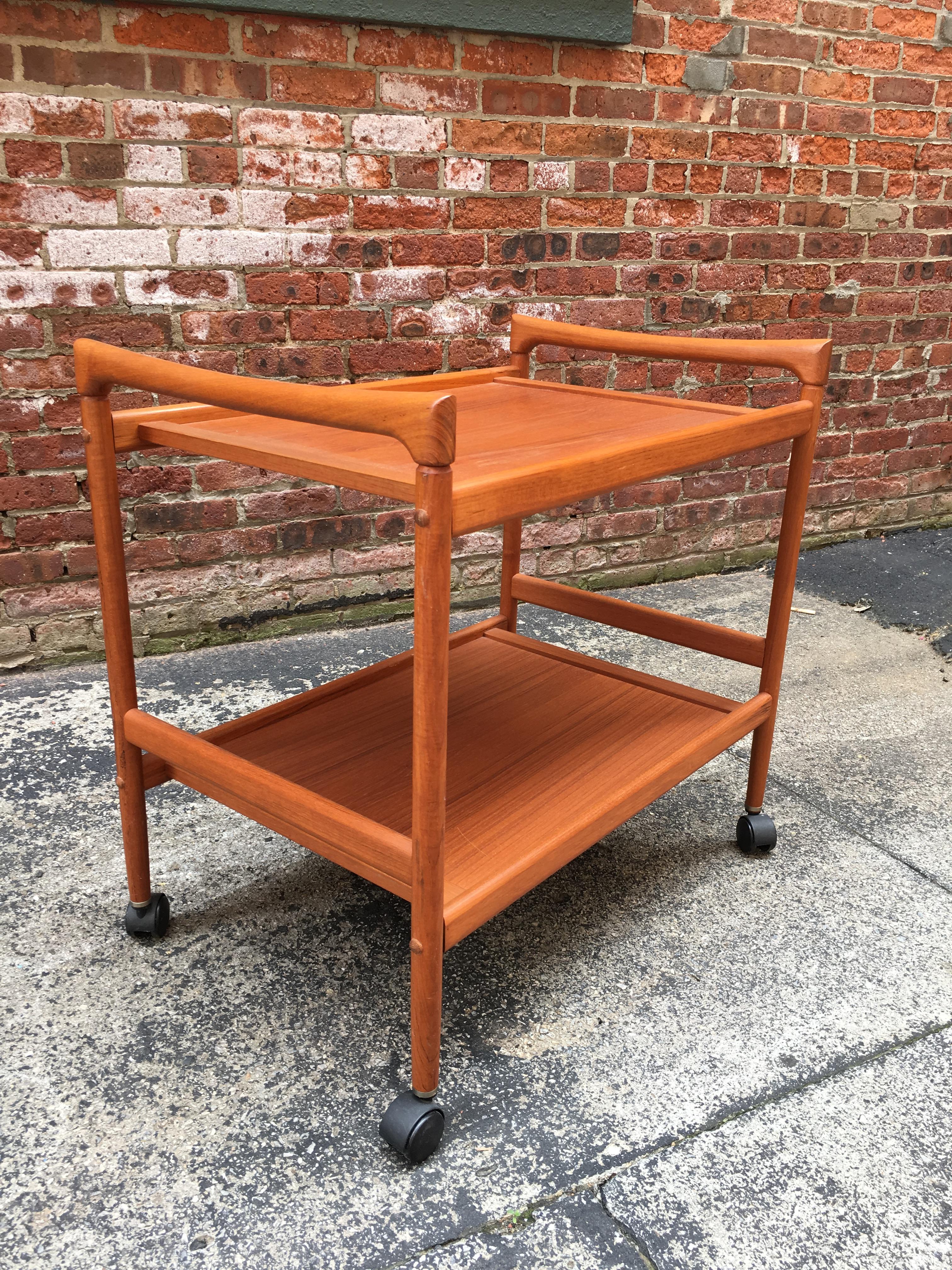 Veneer Dyrlund Danish Teak Rolling Cart