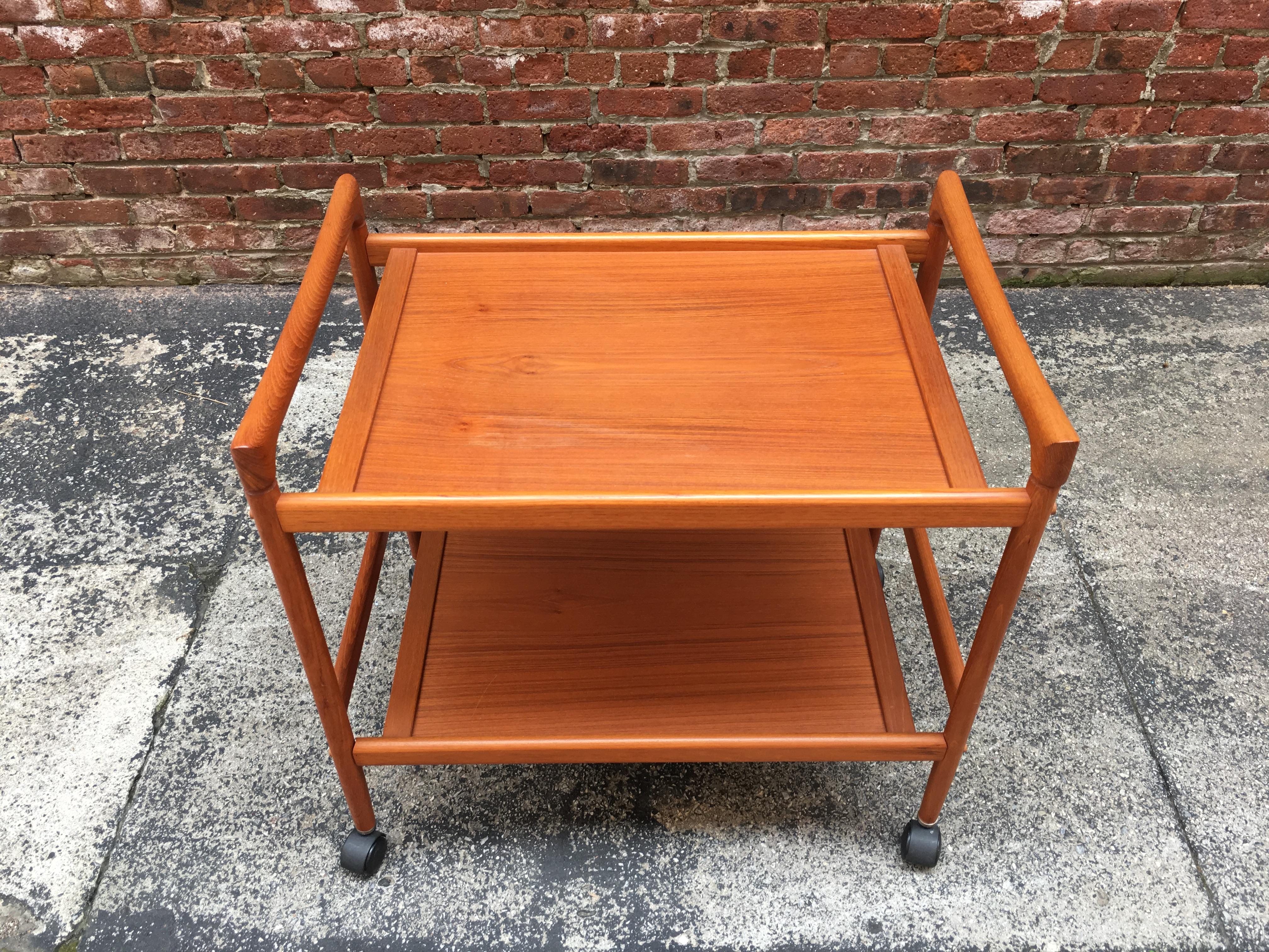 Late 20th Century Dyrlund Danish Teak Rolling Cart