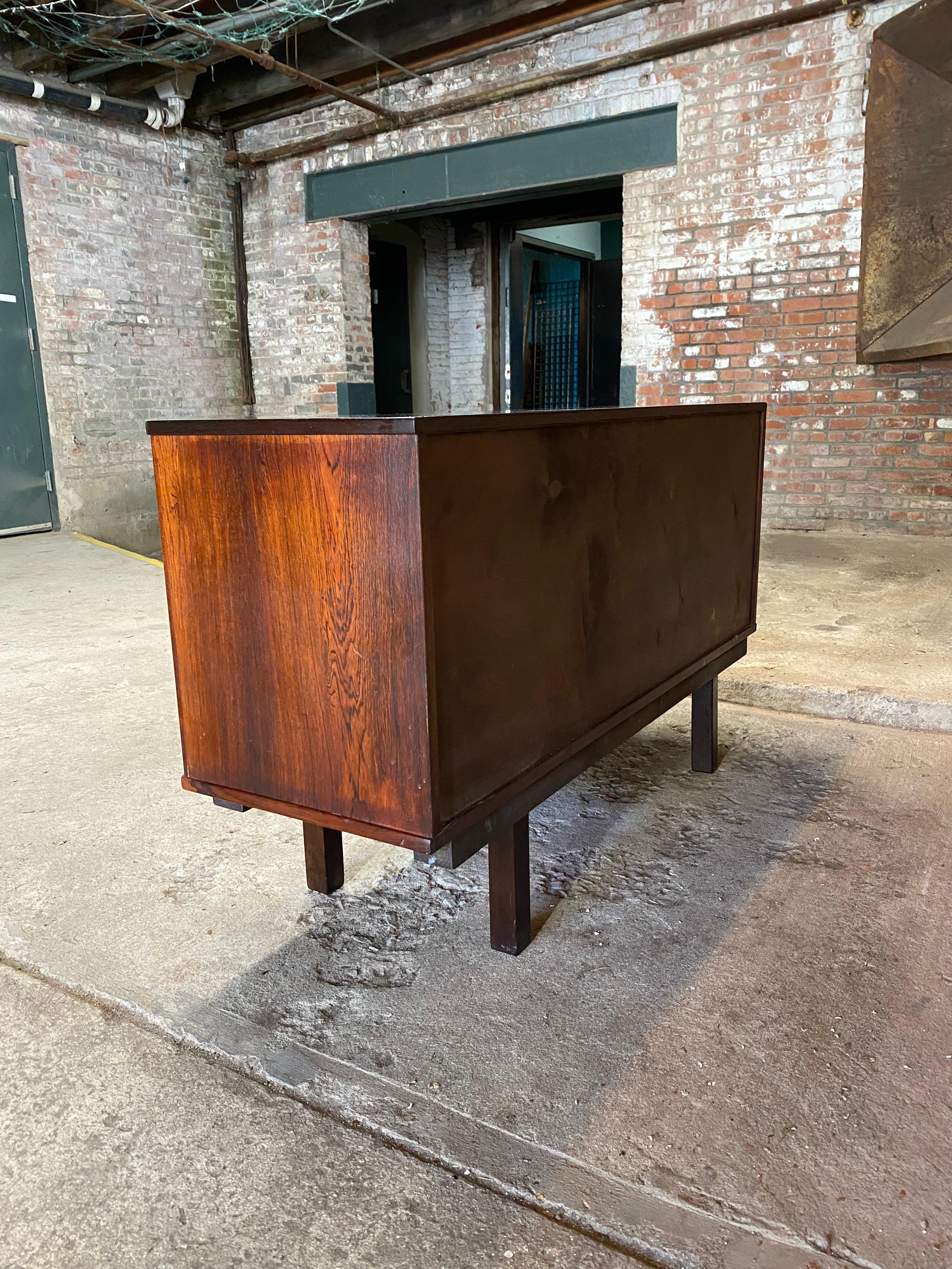 Dyrlund DB Danish Modern Rosewood Sliding Door Cabinet 7
