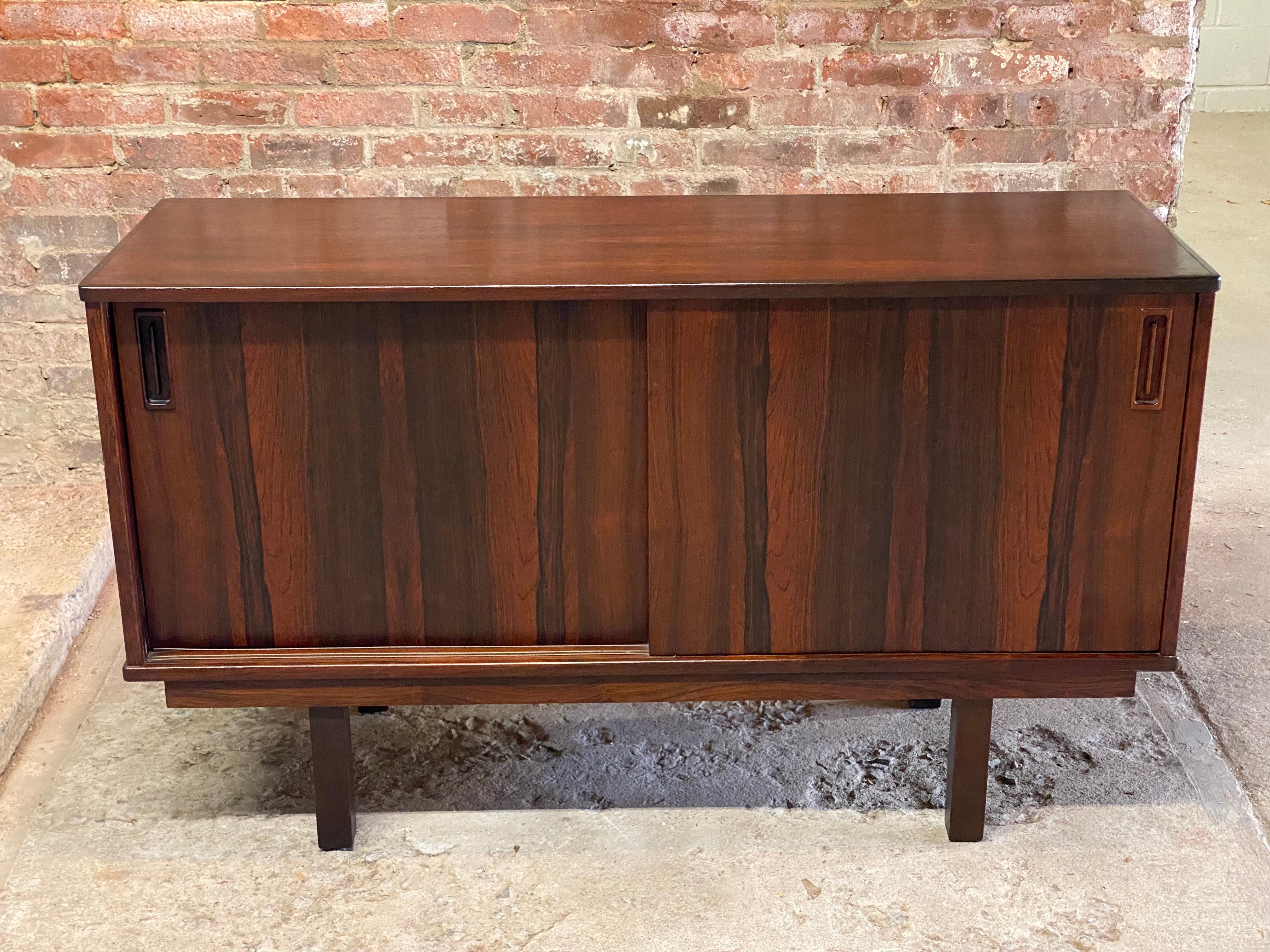 Scandinavian Modern Dyrlund DB Danish Modern Rosewood Sliding Door Cabinet