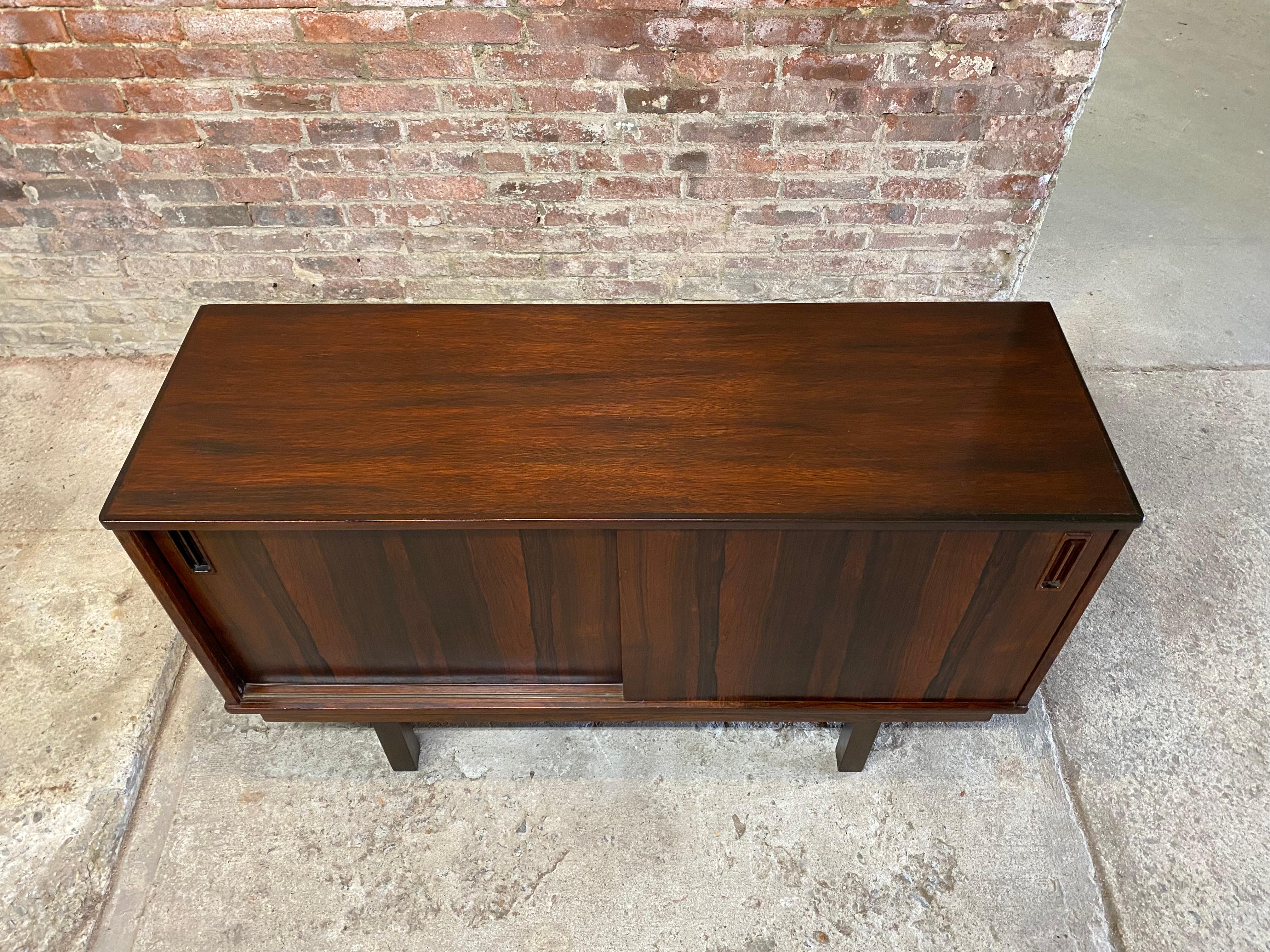 20th Century Dyrlund DB Danish Modern Rosewood Sliding Door Cabinet