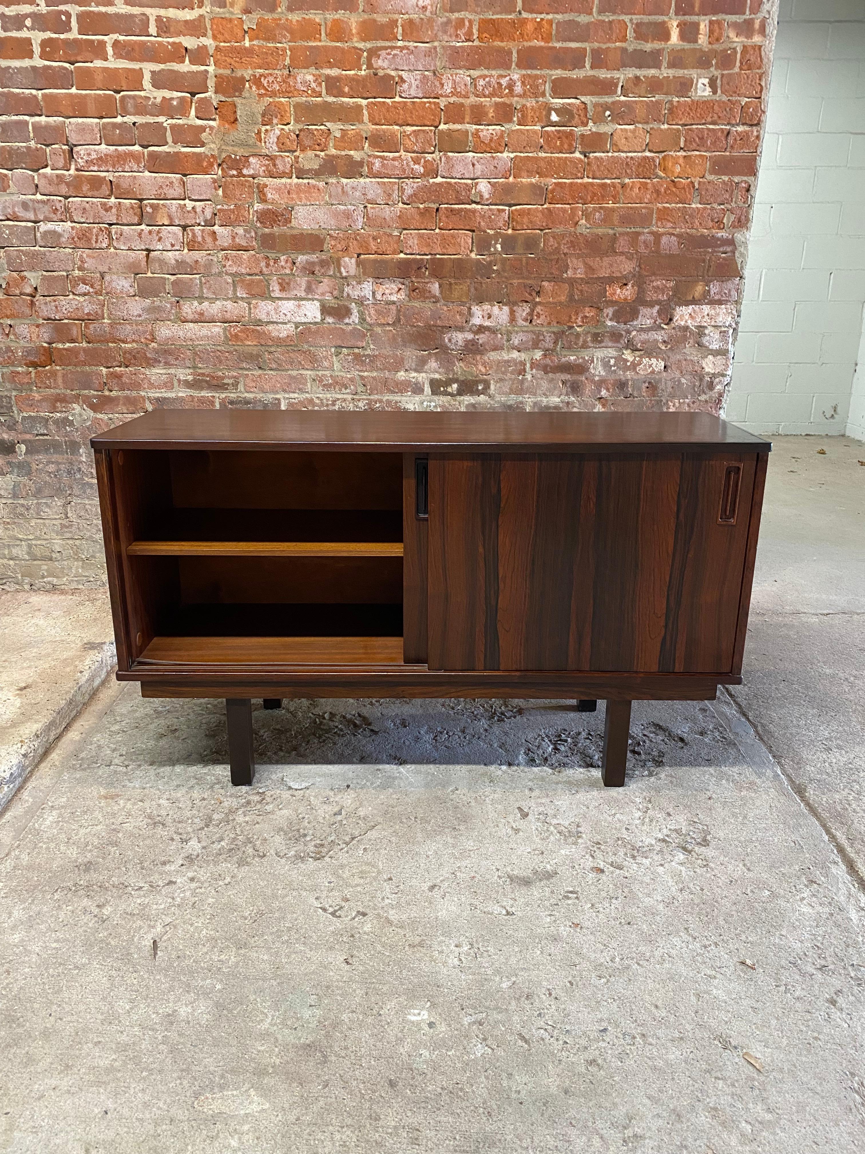 Dyrlund DB Danish Modern Rosewood Sliding Door Cabinet 1