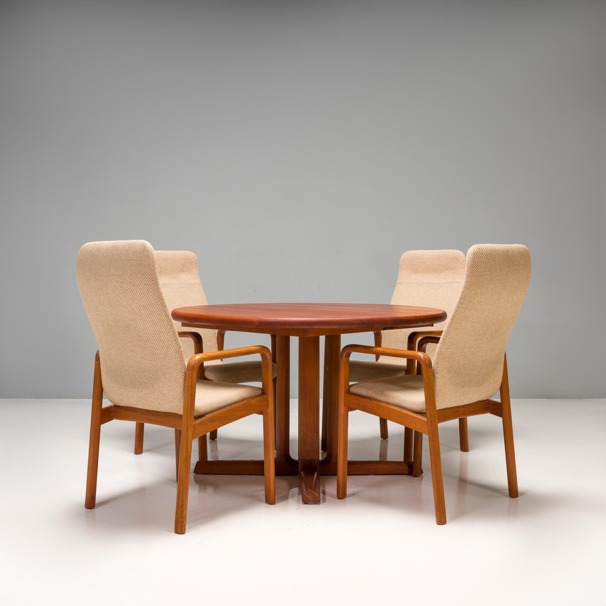 Mid-Century Modern Danish Dyrlund Round Double Extendable Teak Dining Table, 1960s