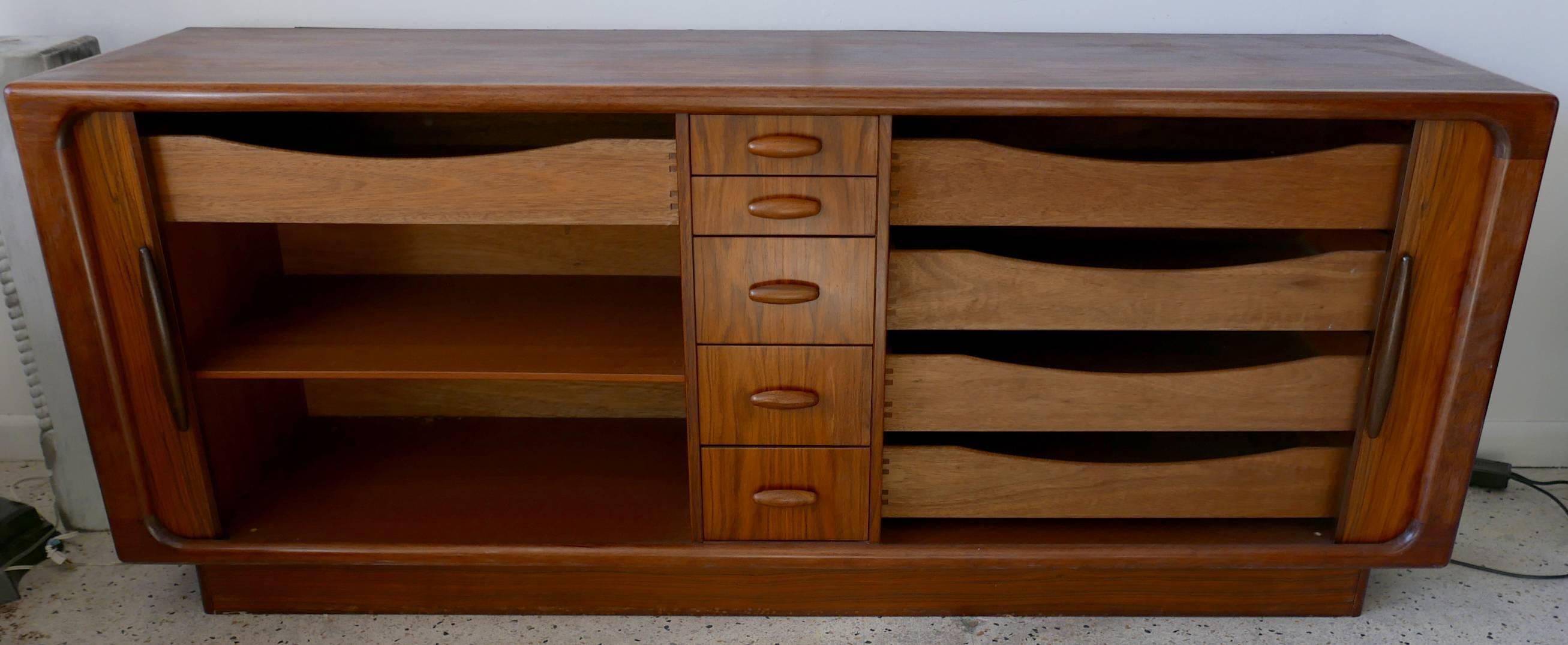 Dyrlund Dresser Credenza of Rosewood from Denmark with Tambor Doors, circa 1970 In Good Condition In Madison, WI