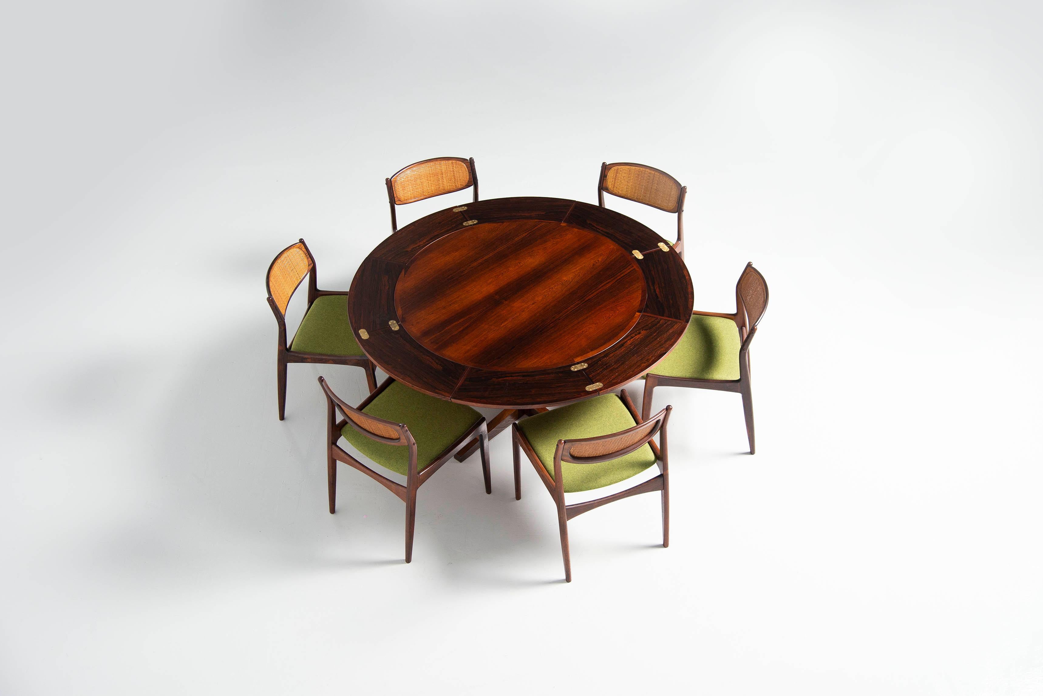 Brass Dyrlund Flip Flap Lotus Dining Table Denmark 1960 For Sale