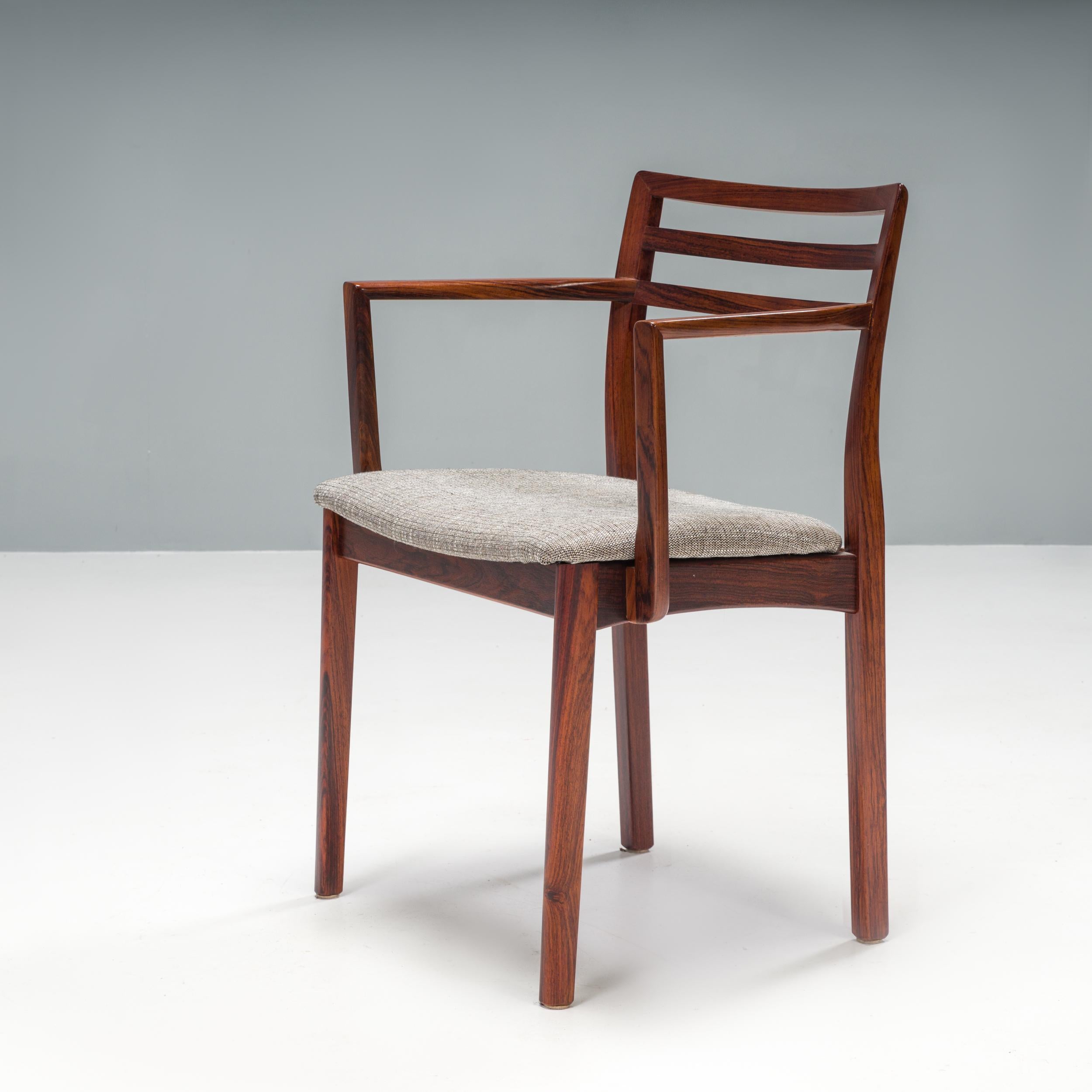 Danish Dyrlund Rosewood and Grey Upholstered Dining Chairs, Set of 6, 1960s 7