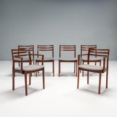 Juego de 6 sillas de comedor danesas Dyrlund de palisandro y tapizadas en gris, años 60