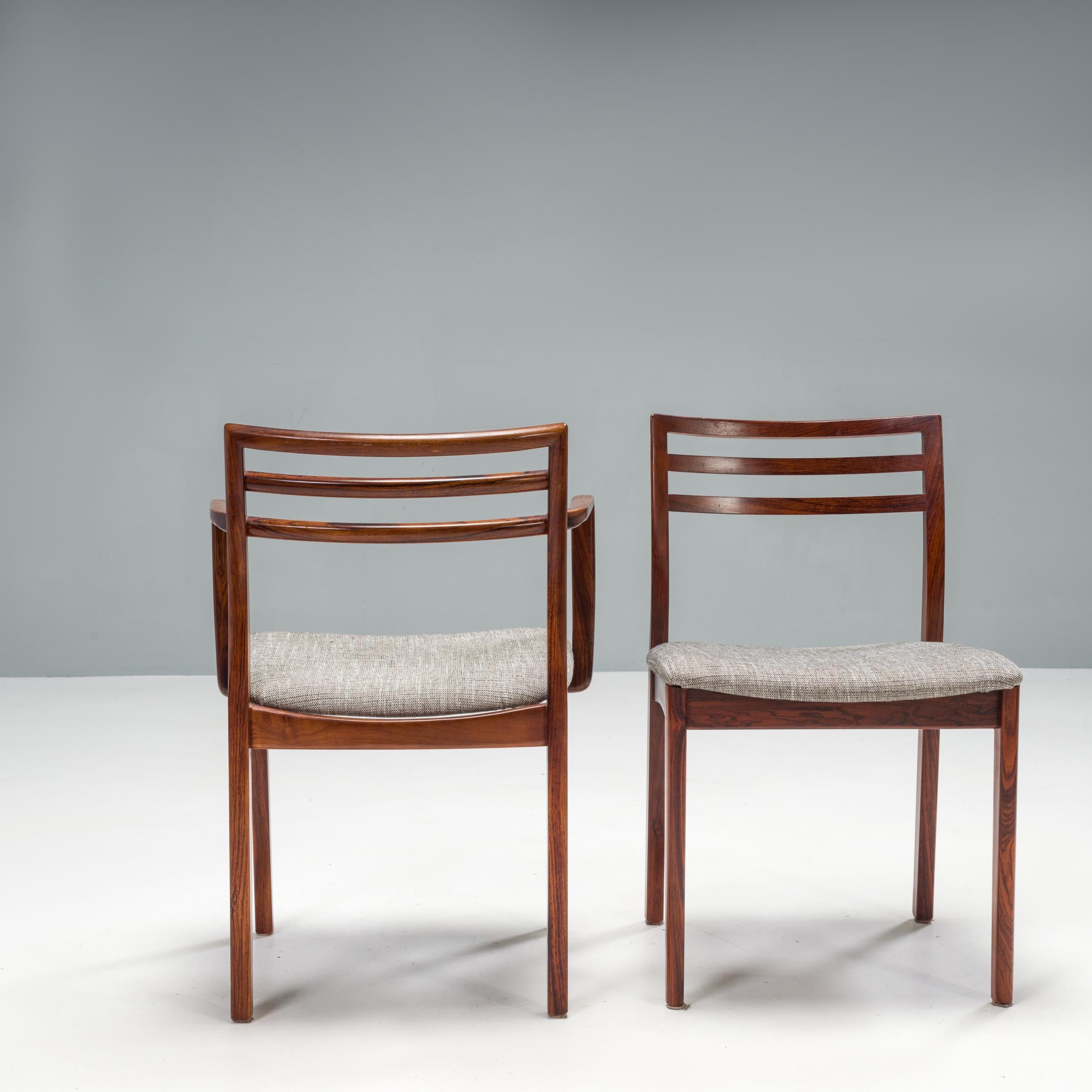 Danish Dyrlund Rosewood and Grey Upholstered Dining Chairs, Set of 6, 1960s 1