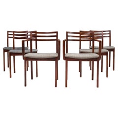 Danish Dyrlund Rosewood and Grey Upholstered Dining Chairs, Set of 6, 1960s