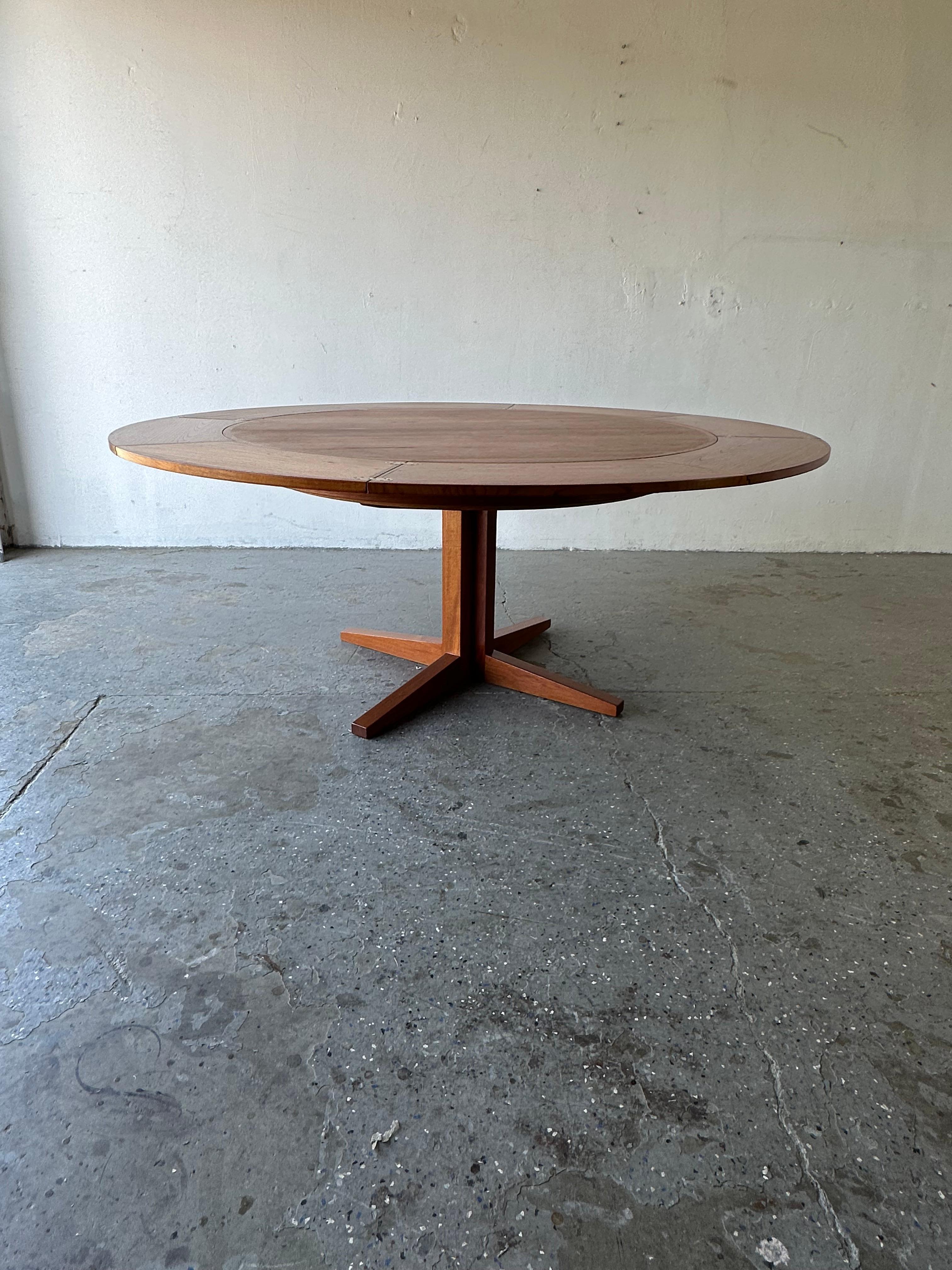Mid-20th Century Dyrlund Lotus Flip Flop Midcentury Danish Modern Teak Dining Table Seats 8