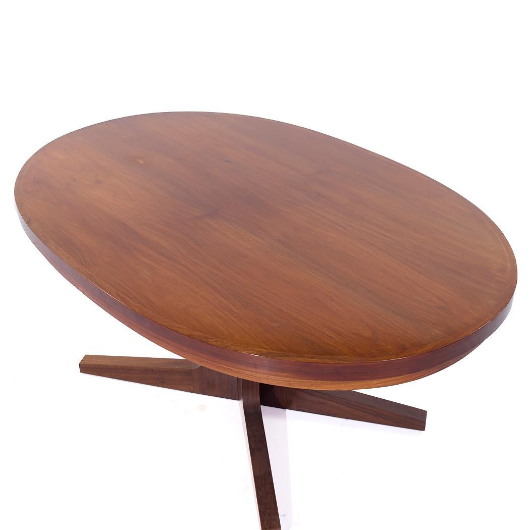Fin du 20e siècle Dyrlund Lotus Mid Century Table de salle à manger ovale en palissandre à feuilles cachées Flip-Flop en vente