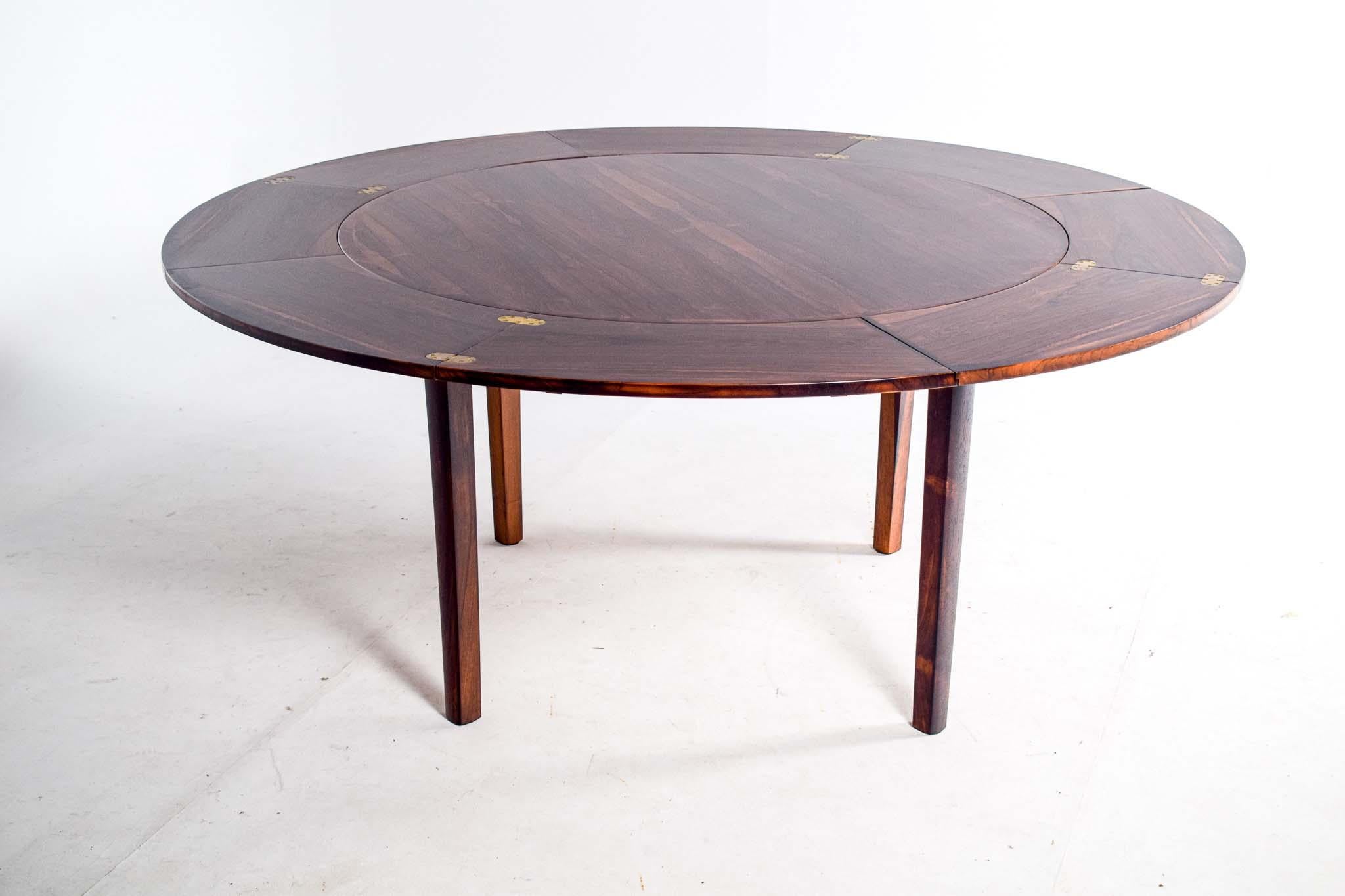 Dyrlund Lotus Mid Century Rosewood Flip Flap Expanding Round Dining Table 5