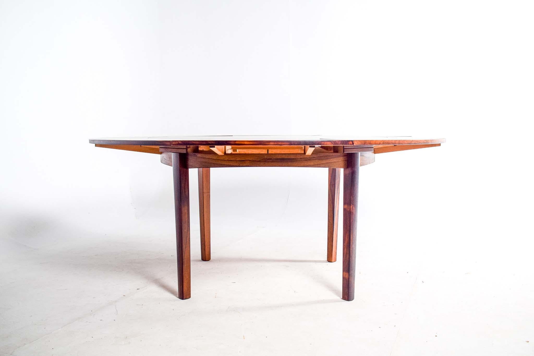 Dyrlund Lotus Mid Century Rosewood Flip Flap Expanding Round Dining Table 6