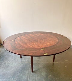 Dyrlund Lotus Mid Century Rosewood Flip Flap Expanding Round Dining Table