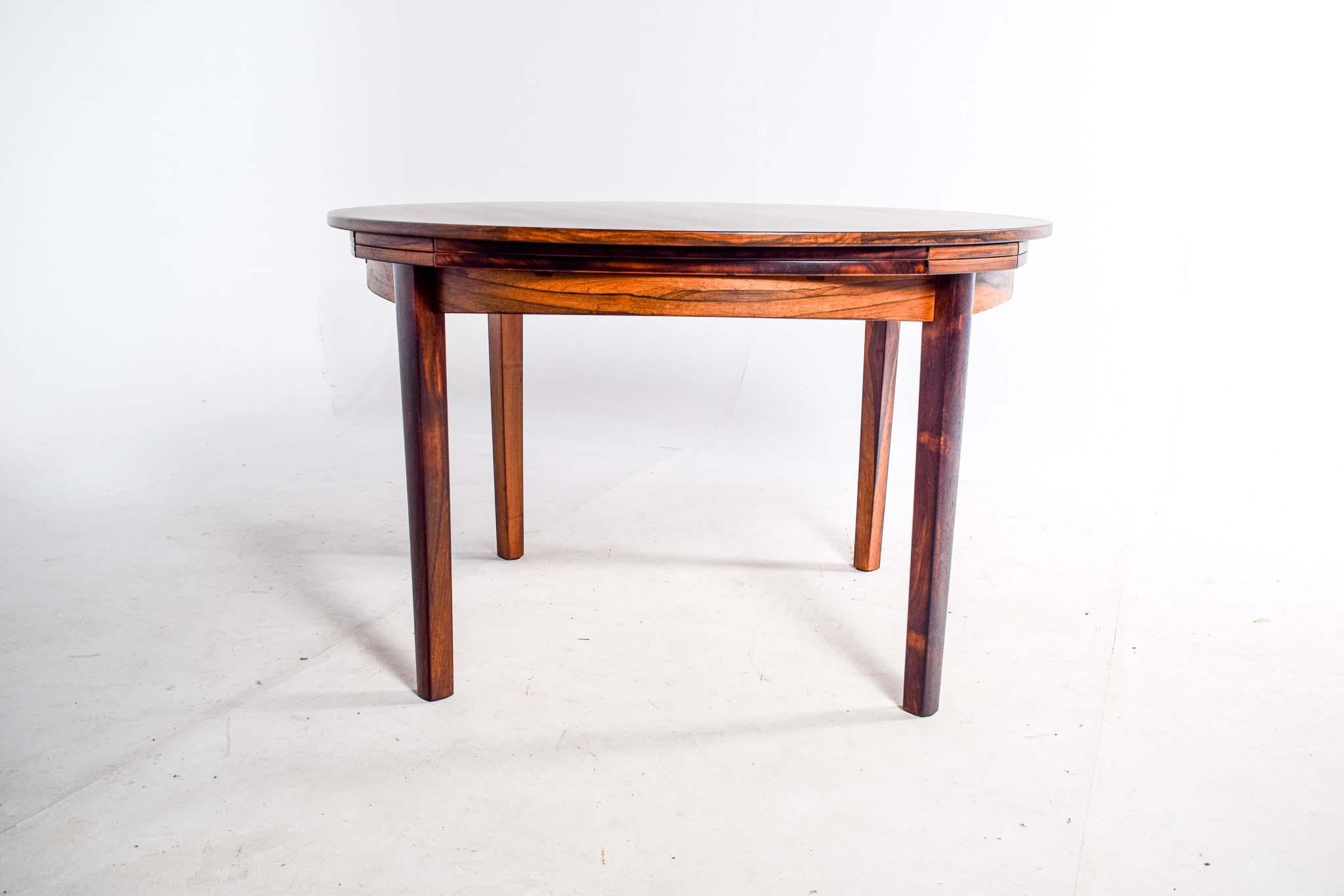 Mid-Century Modern Dyrlund Lotus Mid Century Rosewood Flip Flap Expanding Round Dining Table