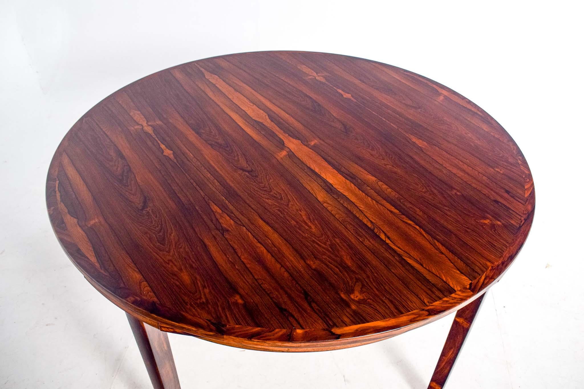 Danish Dyrlund Lotus Mid Century Rosewood Flip Flap Expanding Round Dining Table